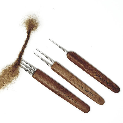 Dreadlocks Tool Single, Double, Triple or Set Crochet Needle Bamboo Handle Locs - Locsanity