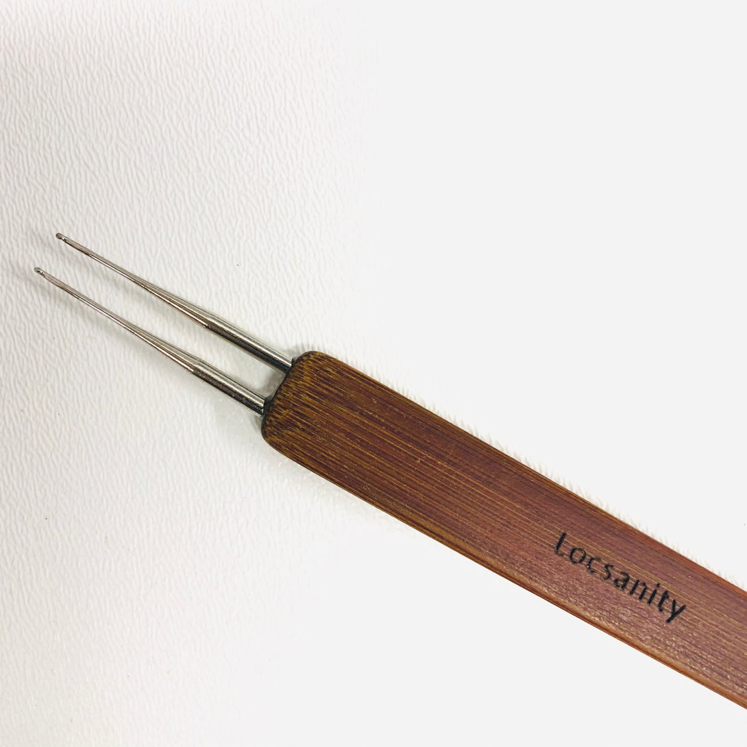 Locsanity Dreadlocks Tool Dual Double Headed Crochet Needle Bamboo Handle Dreadlocks - Single and Double Needle - Locsanity