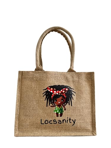 Locsanity Linen Jute Tote Bag, 10" H x 12.5" L x 4" D